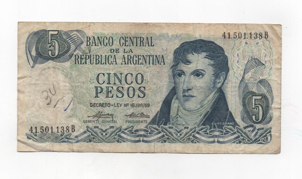 ARGENTINA DEL AÑO 1974-1976 DE 5 PESOS